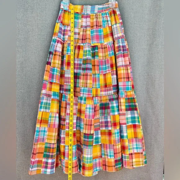 STAUD x Birkenstock NWT Sea Bright Patchwork Plaid cotton midi maxi skirt - Picture 10 of 17
